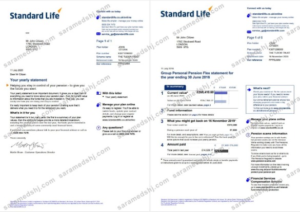 United Kingdom Standard Life utility bill template in Word and PDF format, 7 pages 1 2